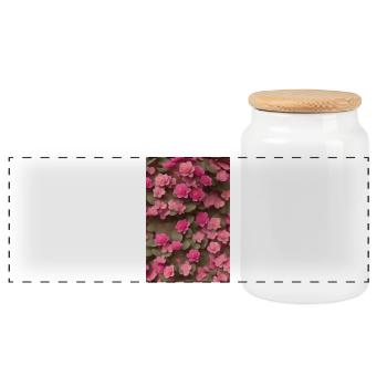 Blumen Kunst - Panorama Keksdose mit Holzdeckel - Weiß - Vorne