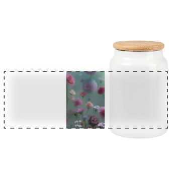 Blumen Kunst - Panorama Keksdose mit Holzdeckel - Weiß - Vorne