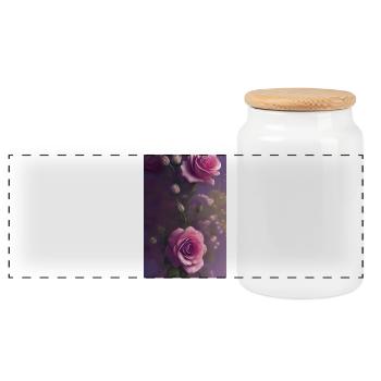 Blumen Kunst - Panorama Keksdose mit Holzdeckel - Weiß - Vorne