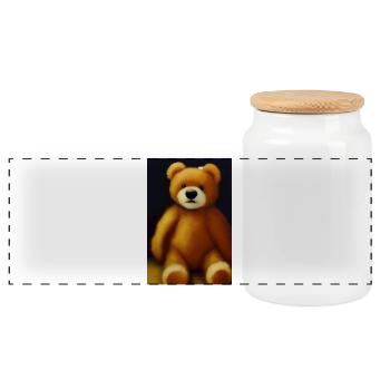 Teddy bear - Panoramic Cookie Jar with Wooden Lid - white - Front