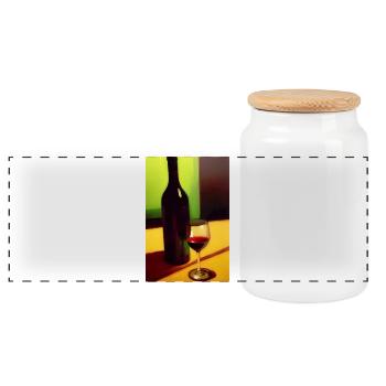 Wein Trinker - Panorama Keksdose mit Holzdeckel - Weiß - Vorne