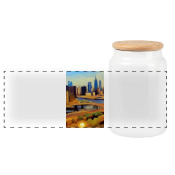 New York City Skyline - Panorama Keksdose mit Holzdeckel - Weiß - Vorne