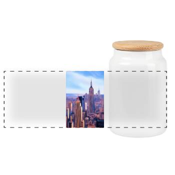 New York City Skyline - Panorama Keksdose mit Holzdeckel - Weiß - Vorne