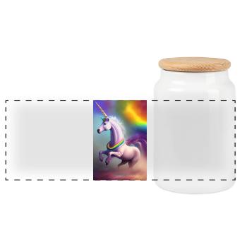 Licorne - Boîte à biscuits avec couvercle en bois - blanc - Devant