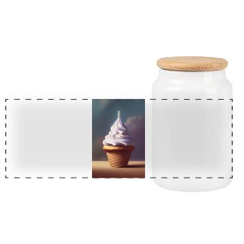 Glace - Boîte à biscuits avec couvercle en bois - blanc - Devant