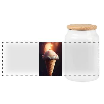 Glace - Boîte à biscuits avec couvercle en bois - blanc - Devant