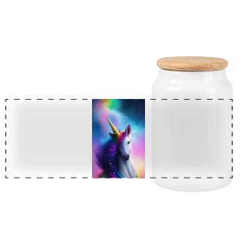 Licorne - Boîte à biscuits avec couvercle en bois - blanc - Devant