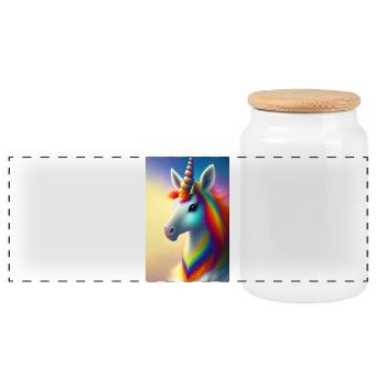 Licorne - Boîte à biscuits avec couvercle en bois - blanc - Devant