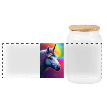 Licorne - Boîte à biscuits avec couvercle en bois - blanc - Devant