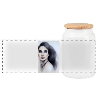 Woman with jewelry - Panoramic Cookie Jar with Wooden Lid - white - Front