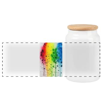 Splashes of paint - Panoramic Cookie Jar with Wooden Lid - white - Front