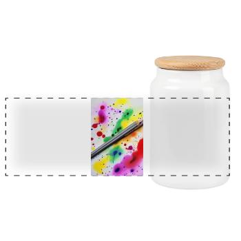 Splashes of paint - Panoramic Cookie Jar with Wooden Lid - white - Front