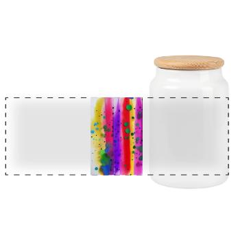 Splashes of paint and lines - Panoramic Cookie Jar with Wooden Lid - white - Front