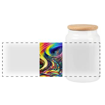 Abstract art - Panoramic Cookie Jar with Wooden Lid - white - Front