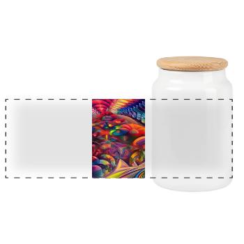 Abstract art - Panoramic Cookie Jar with Wooden Lid - white - Front