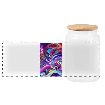 Abstract art - Panoramic Cookie Jar with Wooden Lid - white - Front