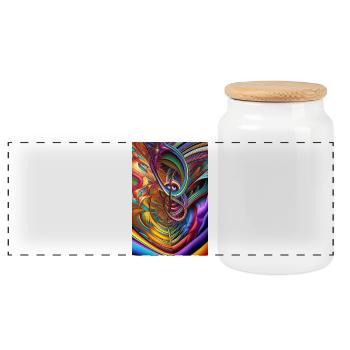 Abstract art - Panoramic Cookie Jar with Wooden Lid - white - Front