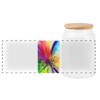 Éclaboussures de couleur - Boîte à biscuits avec couvercle en bois - blanc - Devant
