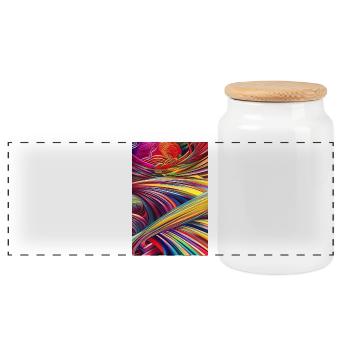 Abstract art - Panoramic Cookie Jar with Wooden Lid - white - Front