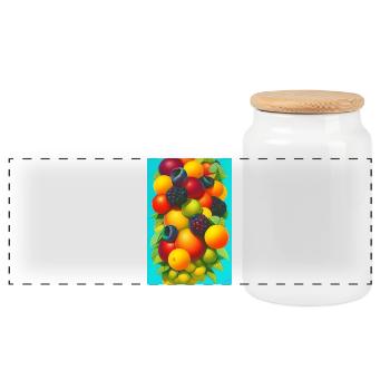 Fruit - Panoramic Cookie Jar with Wooden Lid - white - Front