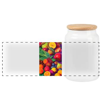 Fruit - Panoramic Cookie Jar with Wooden Lid - white - Front