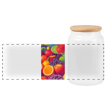 Fruit - Panoramic Cookie Jar with Wooden Lid - white - Front