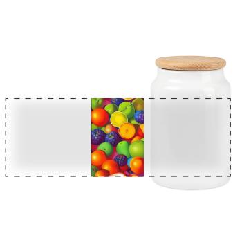 Fruit - Panoramic Cookie Jar with Wooden Lid - white - Front