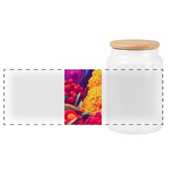 Fruit - Panoramic Cookie Jar with Wooden Lid - white - Front