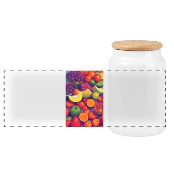 Fruit - Panoramic Cookie Jar with Wooden Lid - white - Front