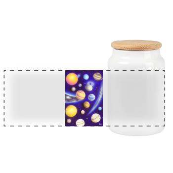 Espace et planètes - Boîte à biscuits avec couvercle en bois - blanc - Devant