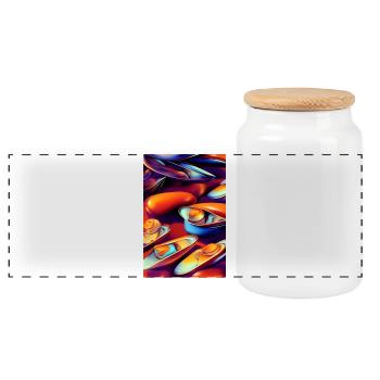 Mussels - Panoramic Cookie Jar with Wooden Lid - white - Front