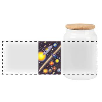 Espace et planètes - Boîte à biscuits avec couvercle en bois - blanc - Devant