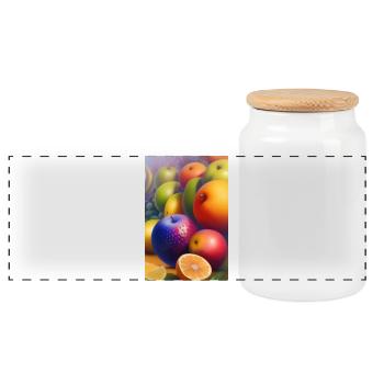 Fruit - Boîte à biscuits avec couvercle en bois - blanc - Devant