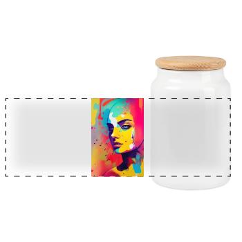 Abstract art - Panoramic Cookie Jar with Wooden Lid - white - Front