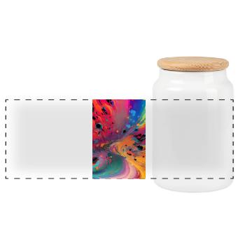 Abstract art - Panoramic Cookie Jar with Wooden Lid - white - Front