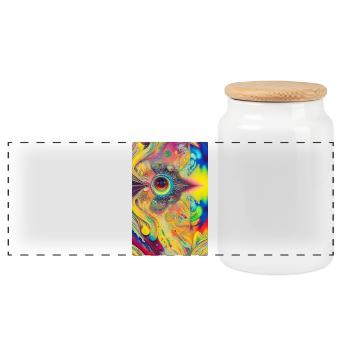 Abstract art - Panoramic Cookie Jar with Wooden Lid - white - Front