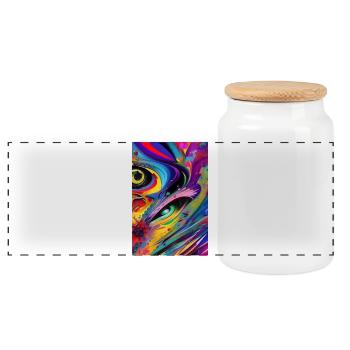 Abstract art - Panoramic Cookie Jar with Wooden Lid - white - Front