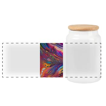 Abstract art - Panoramic Cookie Jar with Wooden Lid - white - Front