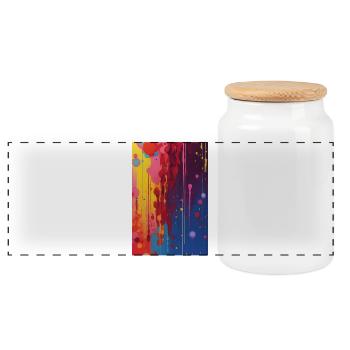Abstract art - Panoramic Cookie Jar with Wooden Lid - white - Front