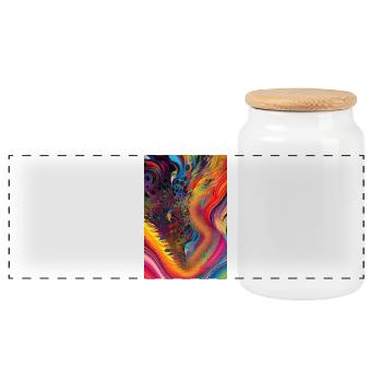 Abstract art - Panoramic Cookie Jar with Wooden Lid - white - Front