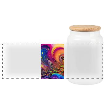 Abstract art - Panoramic Cookie Jar with Wooden Lid - white - Front