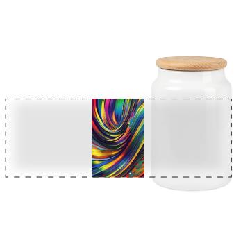 Abstract art - Panoramic Cookie Jar with Wooden Lid - white - Front