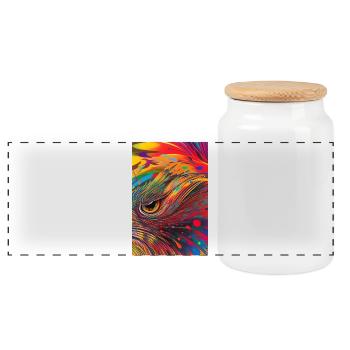 Abstract art - Panoramic Cookie Jar with Wooden Lid - white - Front