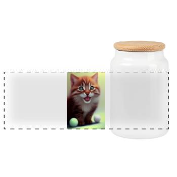 Kleine Süße Baby Katze - Panorama Keksdose mit Holzdeckel - Weiß - Vorne