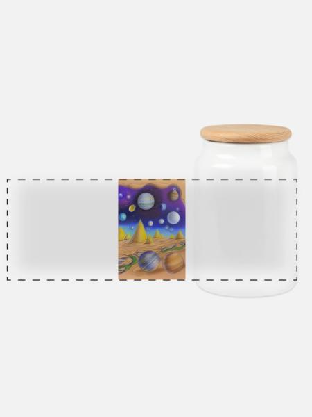 Weltall und Planeten - Panorama Keksdose mit Holzdeckel - Weiß