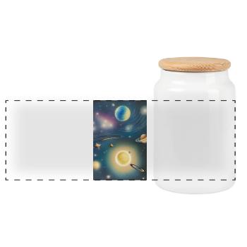 Espace et planètes - Boîte à biscuits avec couvercle en bois - blanc - Devant