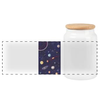 Espace et planètes - Boîte à biscuits avec couvercle en bois - blanc - Devant