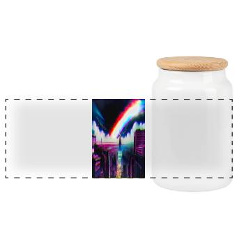 Futuristische Regenbogen Stadt Kunst - Panorama Keksdose mit Holzdeckel - Weiß - Vorne
