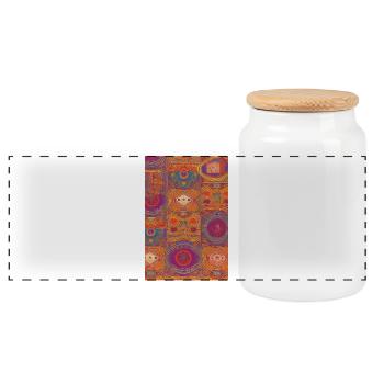 Retro Pattern - Panoramic Cookie Jar with Wooden Lid - white - Front