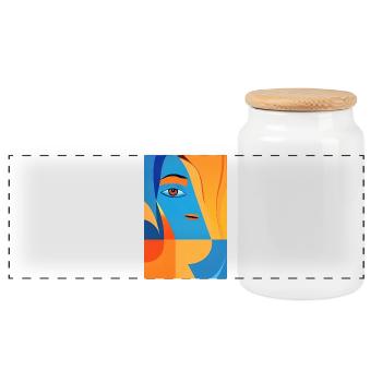Art abstrait - Boîte à biscuits avec couvercle en bois - blanc - Devant